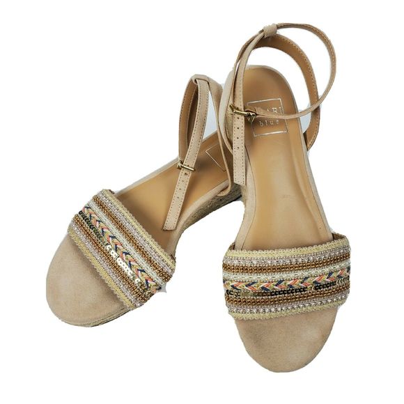 Kaari Blue Shoes - Kaari Blue Embellished Beige Espadrilles 8.5M EUC